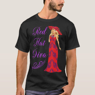 Red Hat Diva Vintage Style Geschenk T-Shirt