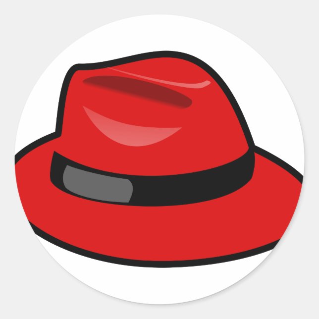 Red Hat Fedora Runder Aufkleber (Vorderseite)