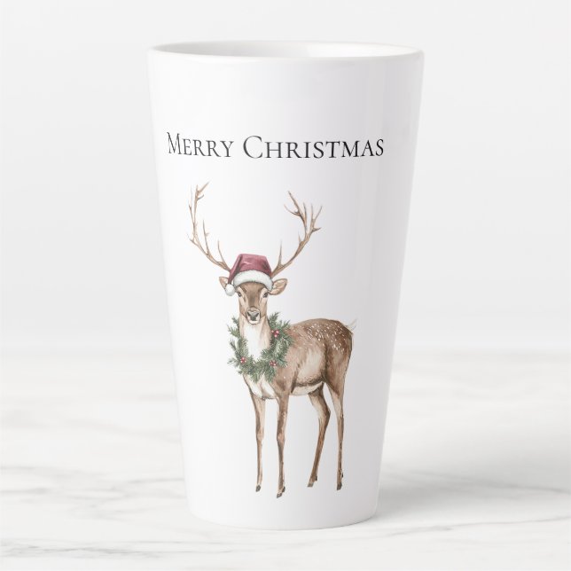 Red Hat Reindeer Christmas Milchtasse (Vorderseite)