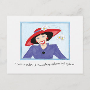Red Hat und Lila Dress Lady Postkarte