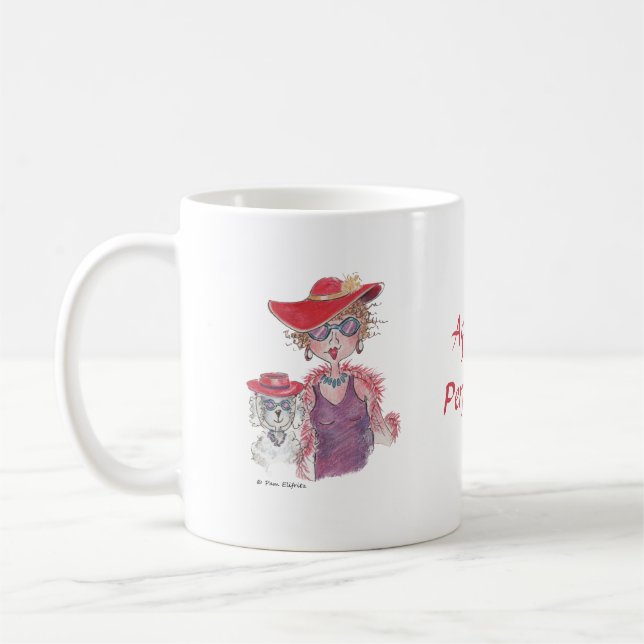 Red Hat Women and Poodle Kaffeetasse (Links)