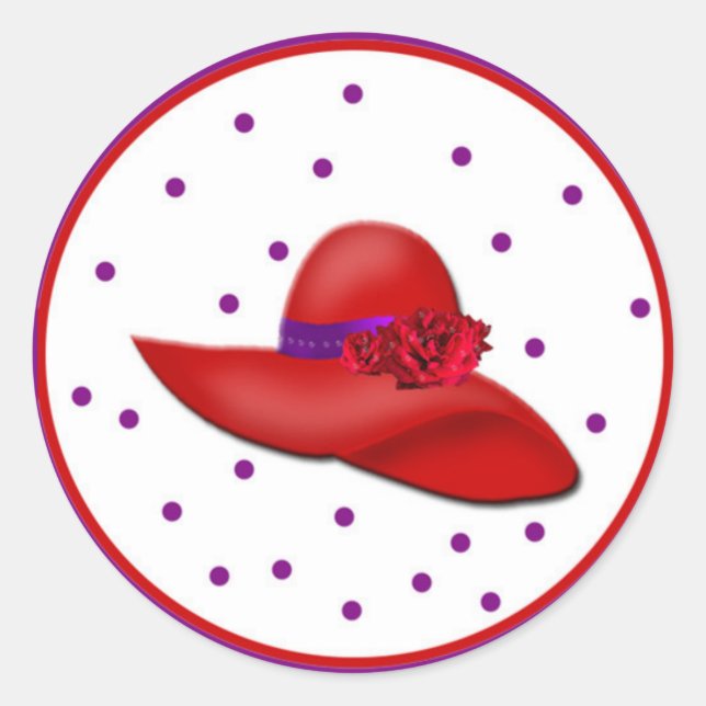 Red Hats Galore Round Stickers (Vorderseite)