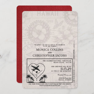 Red Hawaii Passport Hochzeitseinladung Einladung