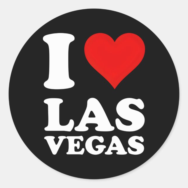 Red He I Liebe Las Vegas Runder Aufkleber (Vorderseite)