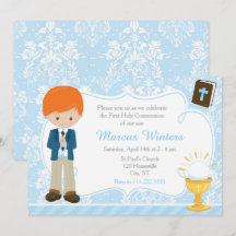 Red Head Boy First Communy Damask