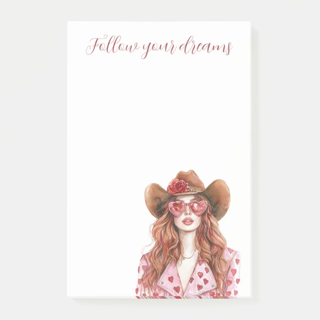 Red Head Lady Mint Dress Post-it Klebezettel (Vorderseite)