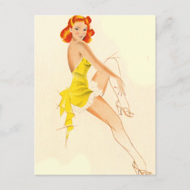 Red Head Pinup Postkarte (Vorderseite)