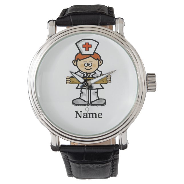 Red Headed Male Nurse Watch Anpassen Sie! Armbanduhr (Vorderseite)