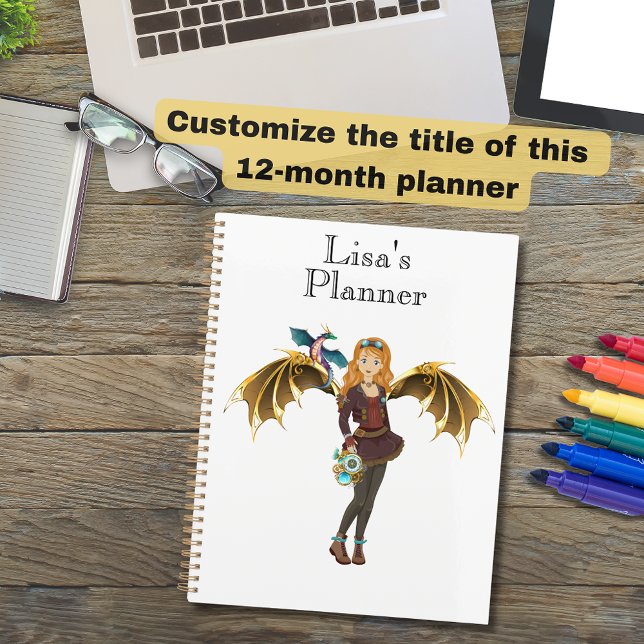 Red-Headed Steampunk Dragon Girl Planer (Steampunk Dragon  Girl 12-month planner)
