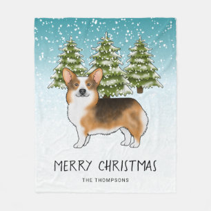 Red Headed Tri Pembroke Corgi Winter Weihnachten Fleecedecke