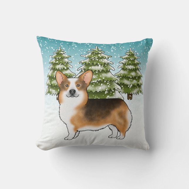 Red Headed Tri Pembroke Corgi Winter Weihnachten Kissen (Vorderseite)