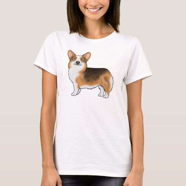 Red Headed Tri Pembroke Welsh Corgi Cartoon Dog T-Shirt (Vorderseite)