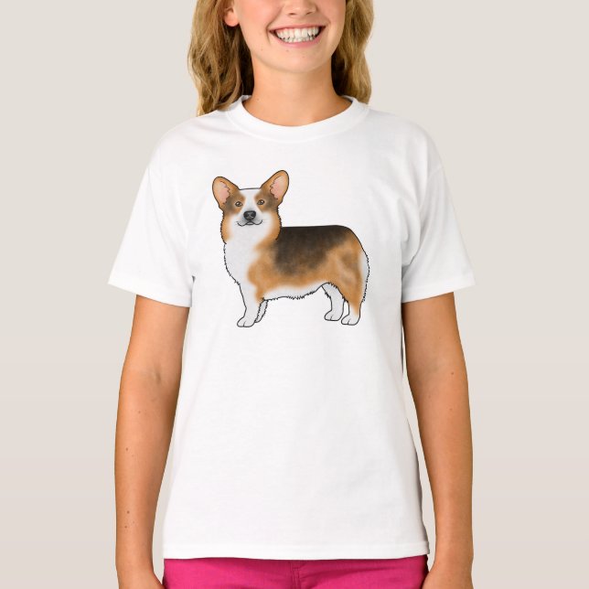 Red Headed Tri Pembroke Welsh Corgi Dog Design T-Shirt (Vorderseite)