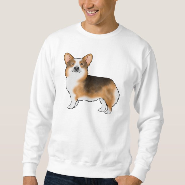 Red Headed Tri Pembroke Welsh Corgi Dog Zeichnend Sweatshirt (Vorderseite)