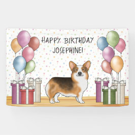 Red Headed Tri Pembroke Welsh Corgi Happy Birthday Banner