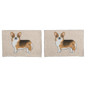 Red Headed Tri Pembroke Welsh Corgi Hunde Beige Kissenbezug