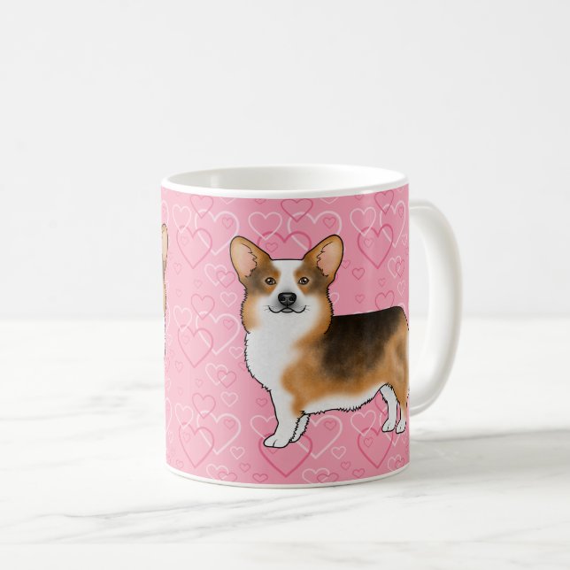 Red Headed Tri Pembroke Welsh Corgi Pink Herz Kaffeetasse (VorderseiteRechts)