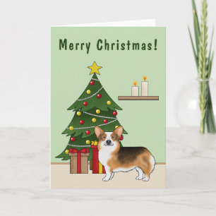 Red Headed Tri Pembroke Welsh Corgi Weihnachtsbaum Karte