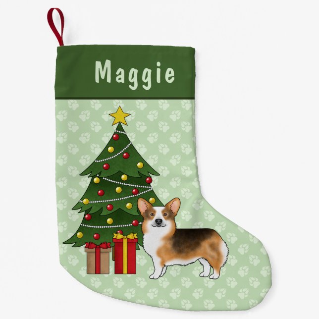 Red Headed Tri Pembroke Welsh Corgi Weihnachtsbaum Kleiner Weihnachtsstrumpf (Vorderseite)