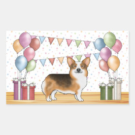 Red Headed Tricolor Pembroke Corgi Pastel Geburtst Rechteckiger Aufkleber