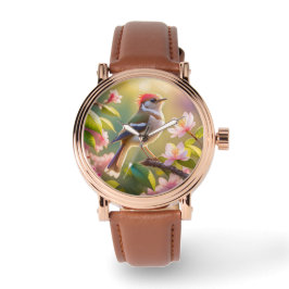 Red Header Buff Chested Warbler Fantasy Bird Armbanduhr