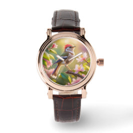 Red Header Buff Chested Warbler Fantasy Bird Armbanduhr