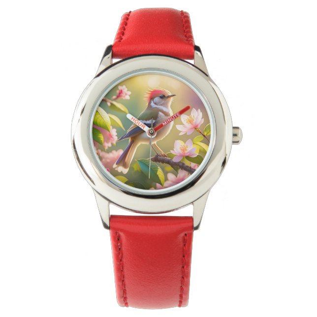 Red Header Buff Chested Warbler Fantasy Bird Armbanduhr (Vorderseite)