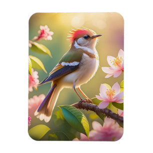 Red Header Buff Chested Warbler Fantasy Bird Magnet