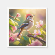 Red Header Buff Chested Warbler Fantasy Bird