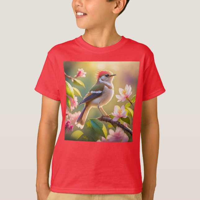 Red Header Buff Chested Warbler Fantasy Bird T-Shirt (Vorderseite)