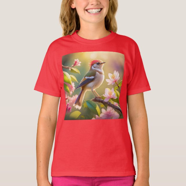 Red Header Buff Chested Warbler Fantasy Bird T-Shirt (Vorderseite)