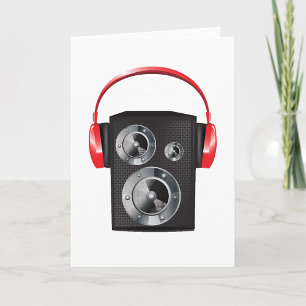Red Headphones Grußkarten Karte