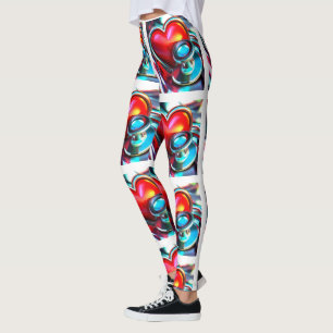 Red Heart and Chrome Stethoscope Healthcare Leggings