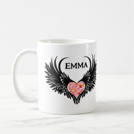Red heart angel black wings kaffeetasse