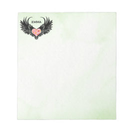 Red heart angel black wings notizblock