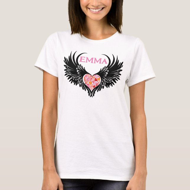 Red heart angel black wings T-Shirt (Vorderseite)