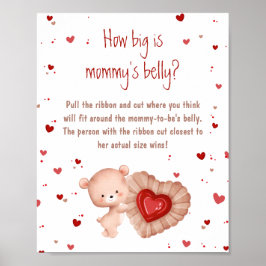 Red Heart Baby Dusche wie groß ist Mama's Bauch Poster