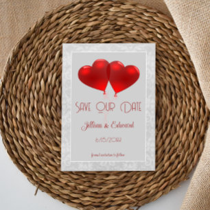 Red Heart Balloons Ankündigung Datum freihalten