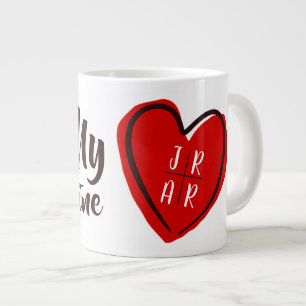 Red Heart Be My Valentine Custom Couple's White Jumbo-Tasse