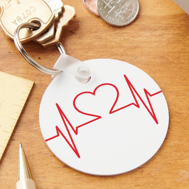 Red Heart Beat Line Schlüsselanhänger (Red Heart Beat Line Keychain)
