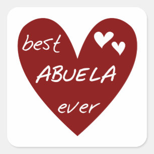 Red Heart Best Abuela Ever T - Shirt und Geschenke Quadratischer Aufkleber