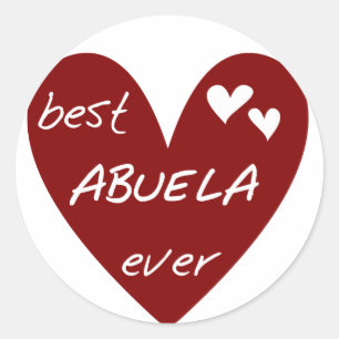 Red Heart Best Abuela Ever T - Shirt und Geschenke Runder Aufkleber