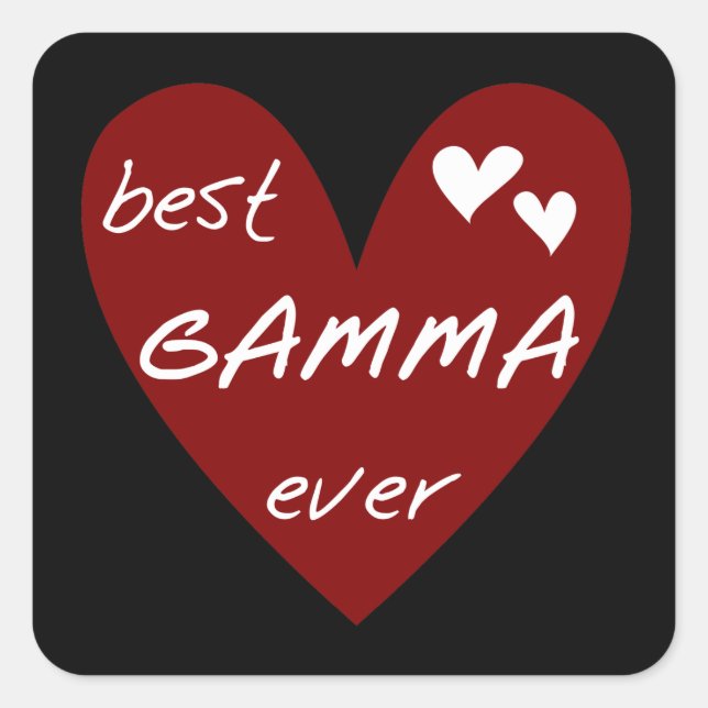 Red Heart Best Gamma Ever Tshirts und Geschenke Quadratischer Aufkleber (Vorderseite)