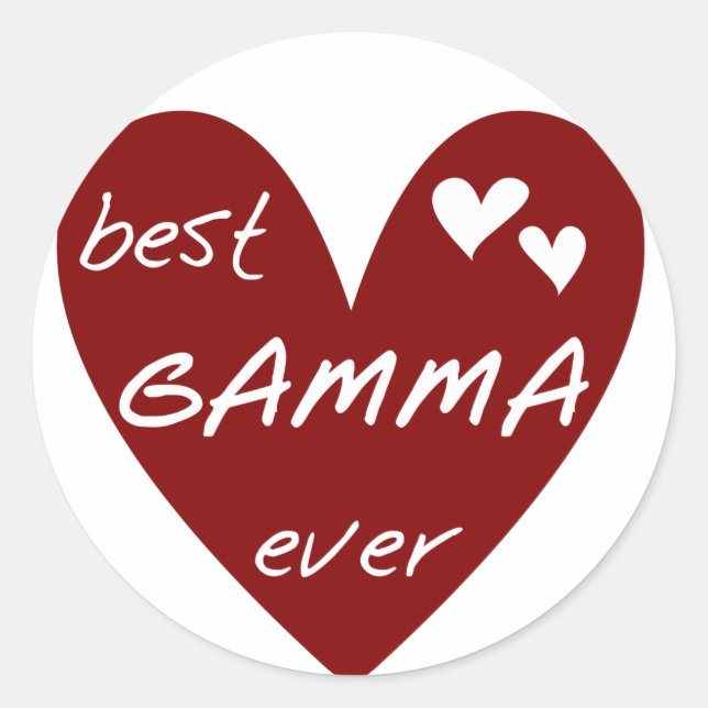 Red Heart Best Gamma Ever Tshirts und Geschenke Runder Aufkleber (Vorderseite)