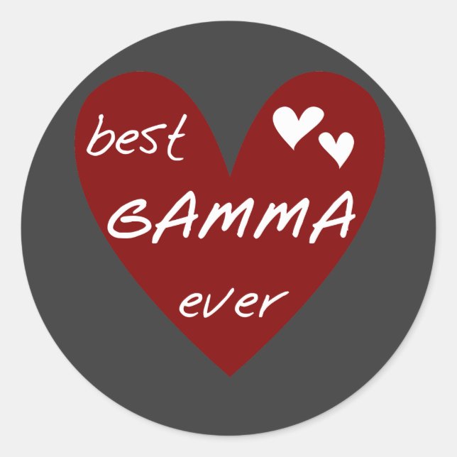 Red Heart Best Gamma Ever Tshirts und Geschenke Runder Aufkleber (Vorderseite)