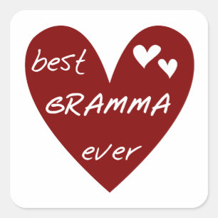Red Heart Best Gramma Ever T - Shirt und Geschenke Quadratischer Aufkleber