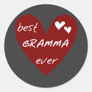 Red Heart Best Gramma Ever T - Shirt und Geschenke Runder Aufkleber