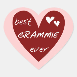 Red Heart Best Grammie Ever T - Shirt und Geschenk Herz-Aufkleber