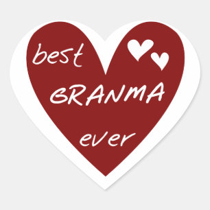 Red Heart Best Granma Ever T - Shirt und Geschenke Herz-Aufkleber