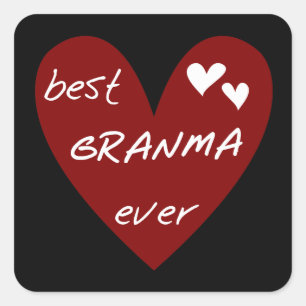 Red Heart Best Granma Ever T - Shirt und Geschenke Quadratischer Aufkleber